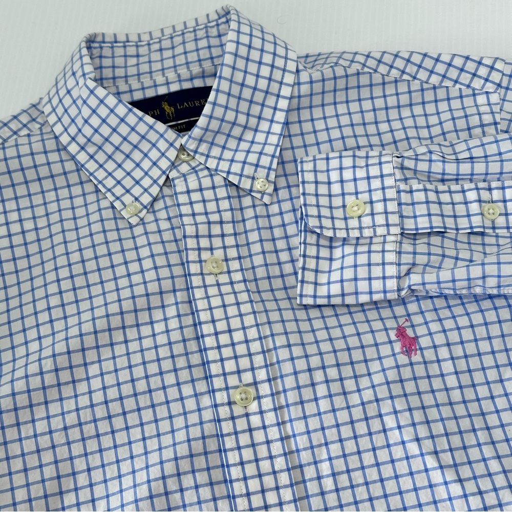 Polo Ralph Lauren Men Slim Fit 100% Cotton Button‎ Down Small Gingham Check